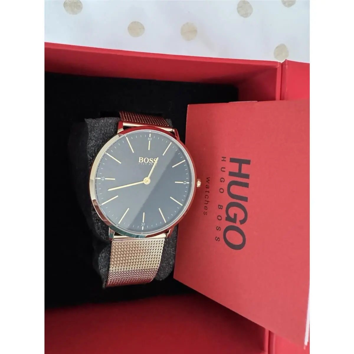 40mm Black Dial Gold Belt Men`s Watch HB 313.1.34.3307 Champion Nwbox by Hugo Boss