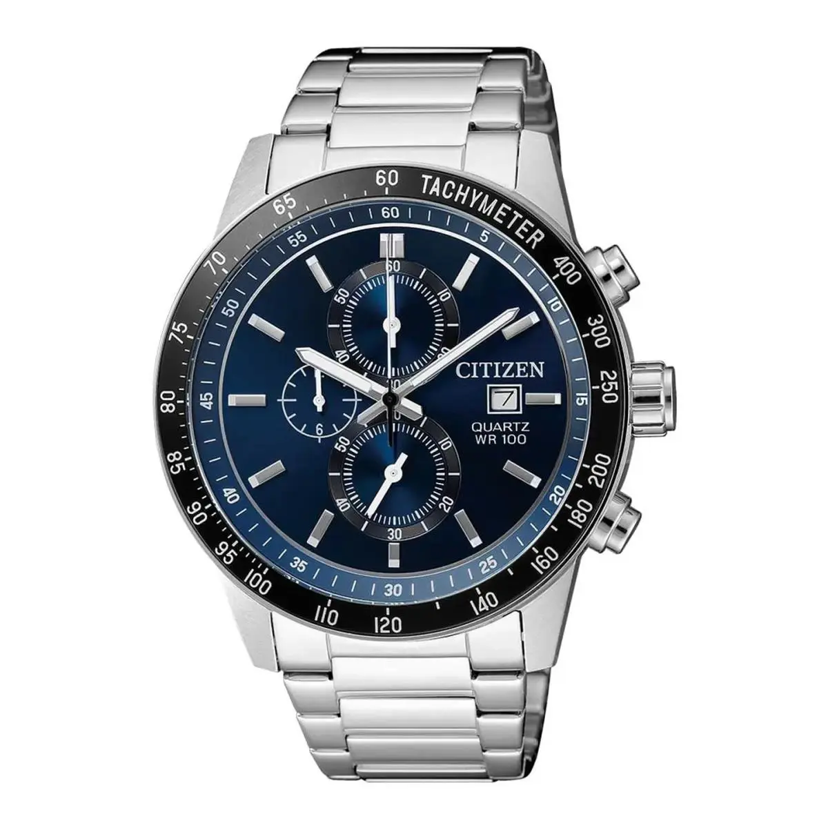 Citizen Mens Chronograph Blue Dial Quartz Stainless Steel Watch - AN3600-59L