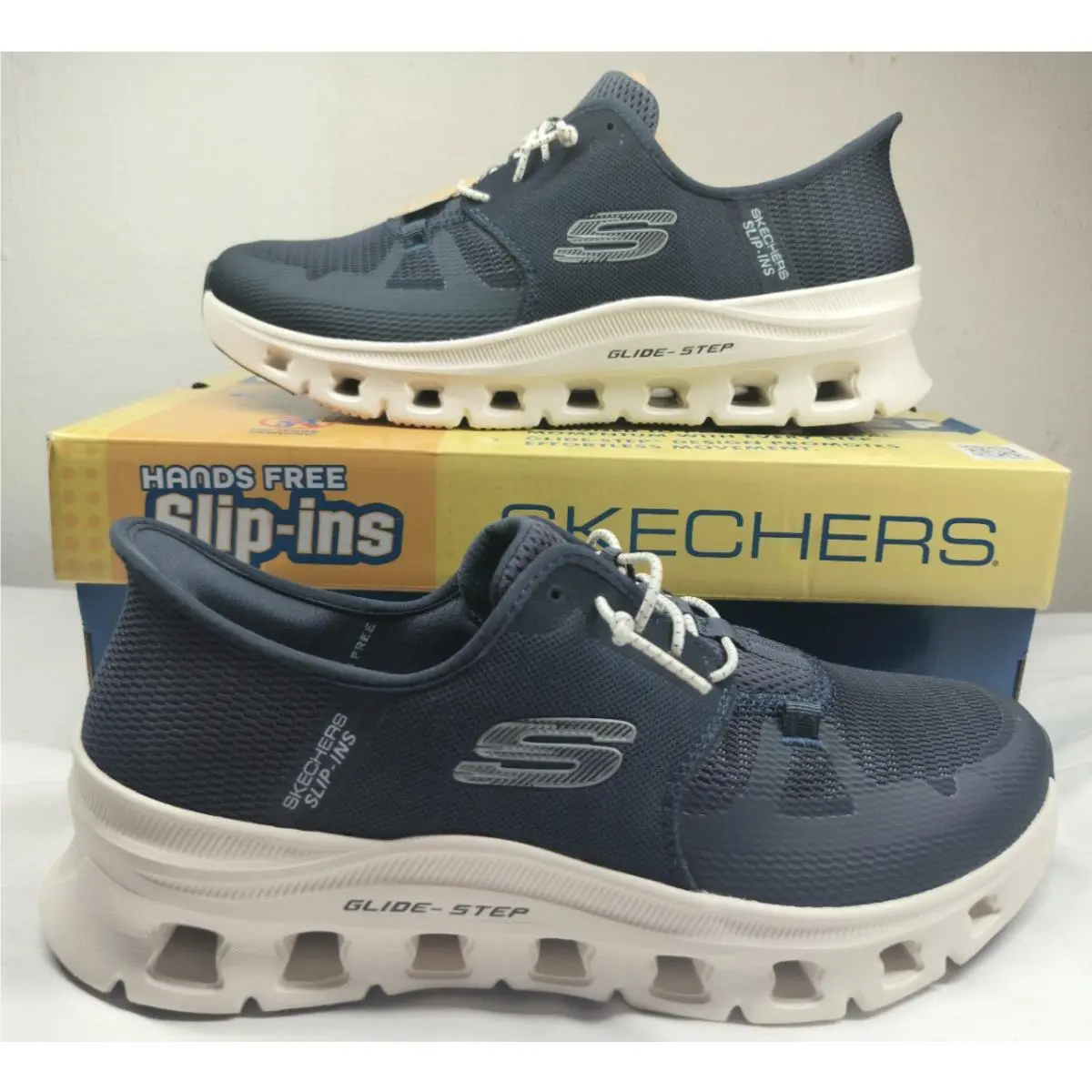 Skechers Glide-step Pro Mens Size 9 Blue White Athletic Walking Shoes Wide Fit