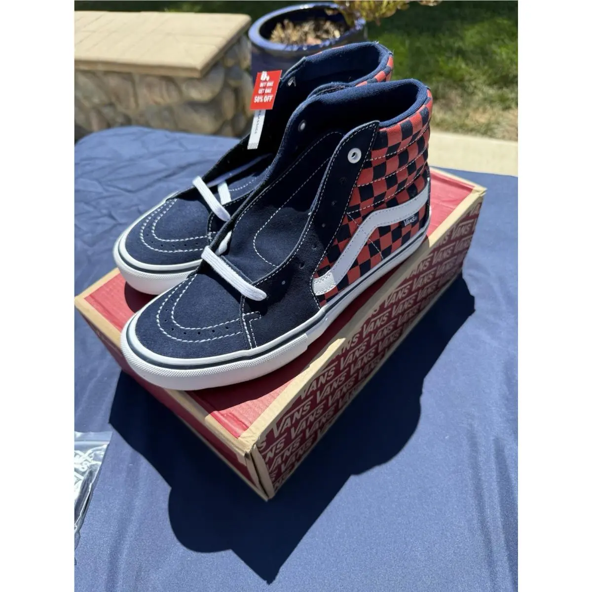 Vans Sk8-Hi Shoes Mens 9.0 Red Checkerboard High Top Sneakers