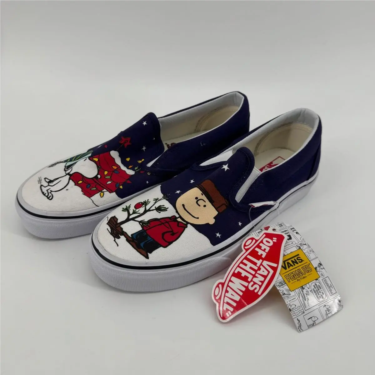Vans Peanuts Collaboration Charlie Brown Slip On Shoes Christmas Collection