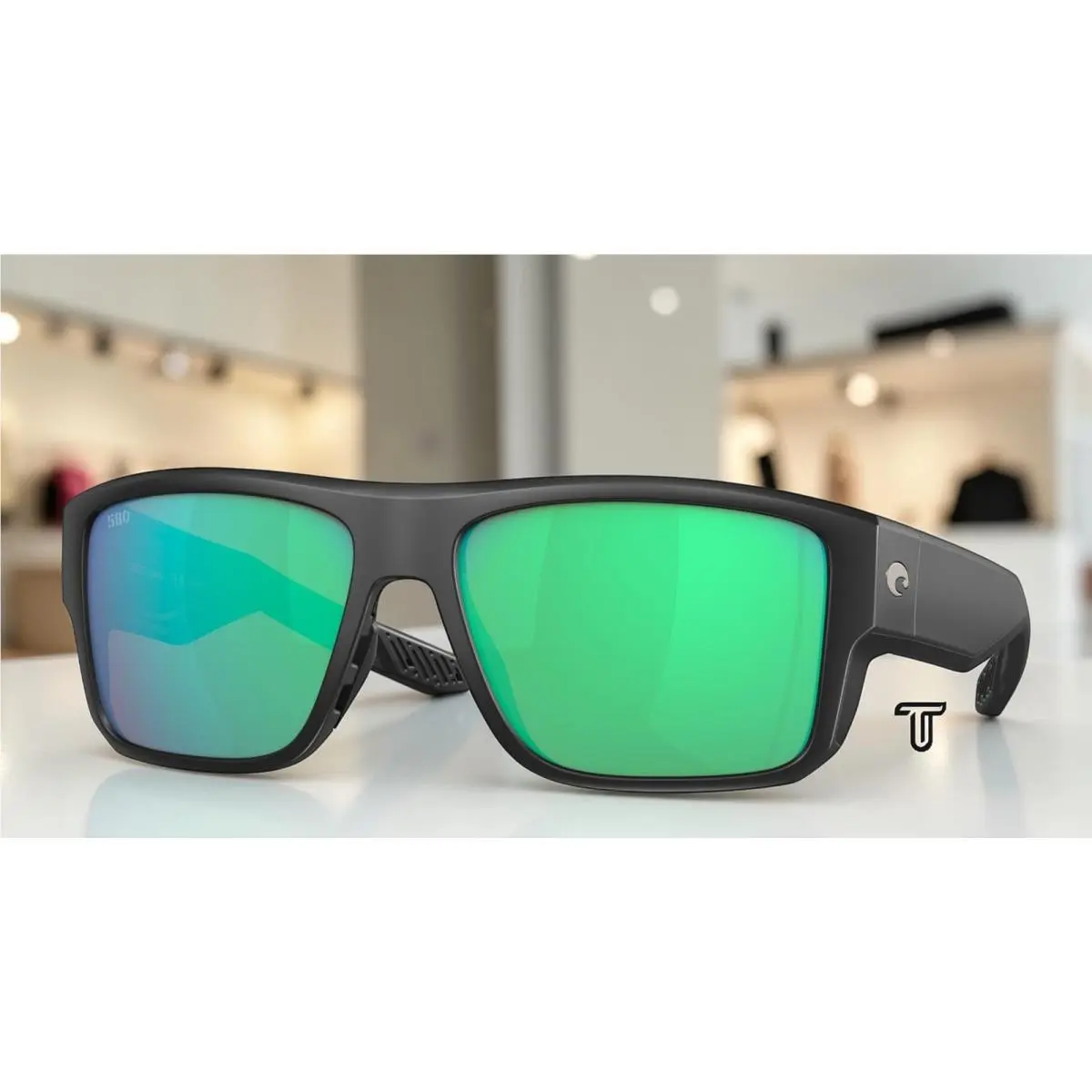 Costa 6S9116 02 Taxman Matte Black Green Mirror Polarized 59 mm Men`s Sunglasses - Frame: Matte Black, Lens: Green Mirror