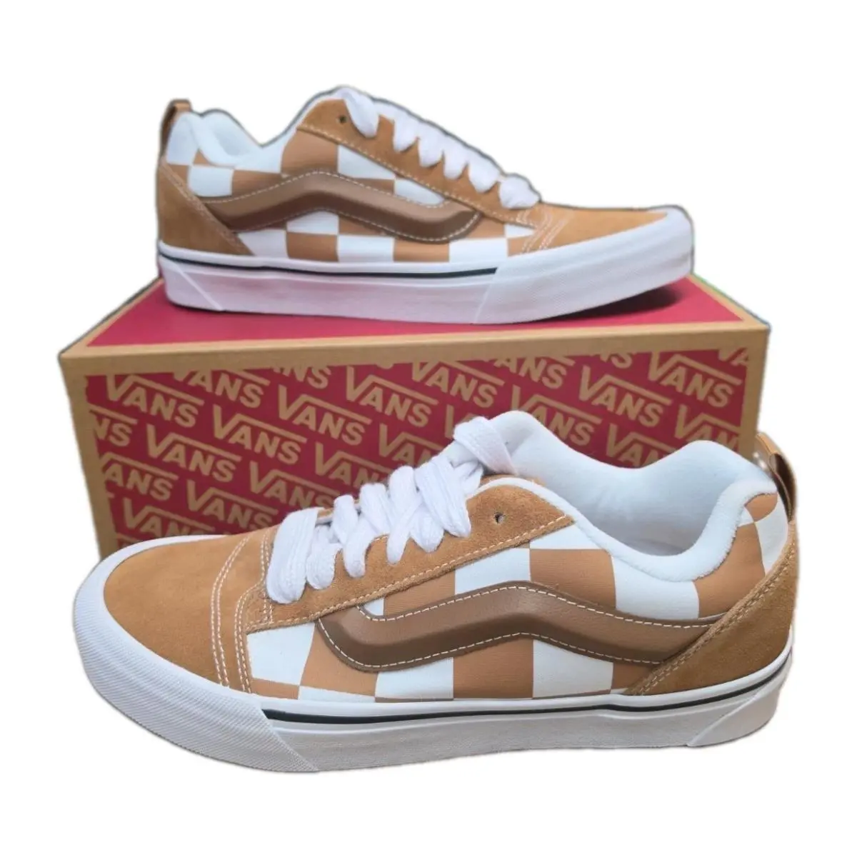 Men`s Size 10 M Knu-skool Mega Check Lace Up -brown by Vans
