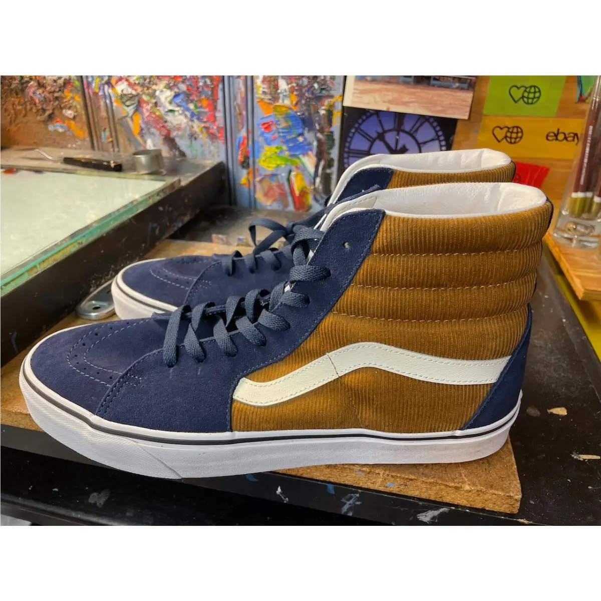 Vans Sk8-Hi Mini Cord Blue Brown Size US 13 Men`s VN0007NS0BO Rare Sneakers