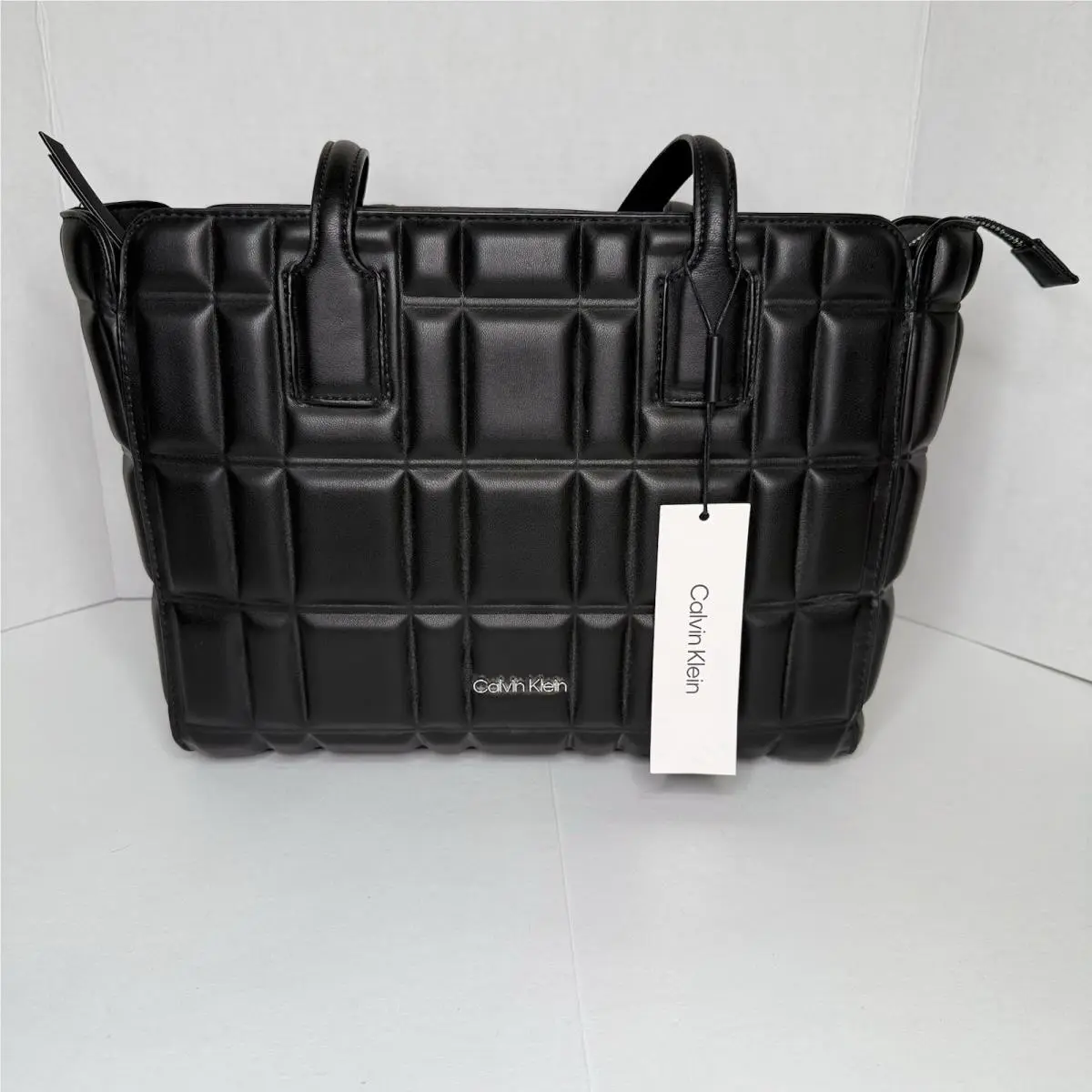Calvin Klein Noa Quilted Tote Bag Black Structured Shoulder Bag