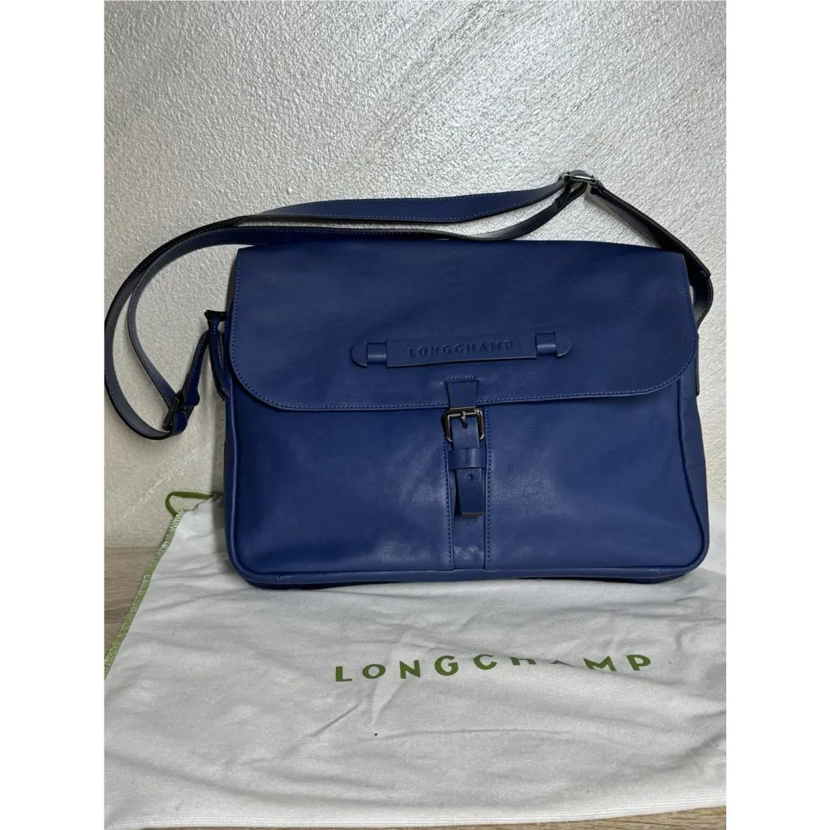 Longchamp Men Blue 3D Leather Brief Case