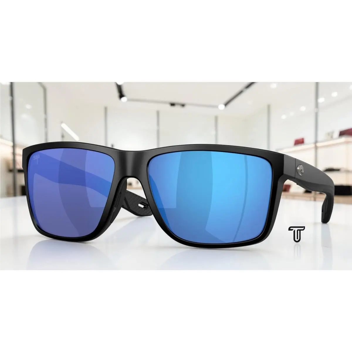 Costa 6S9135 02 Broadbill Ii Xl Black Blue Mirror Polarized 62mm Mens Sunglasses - Frame: Matte Black, Lens: Blue Mirror