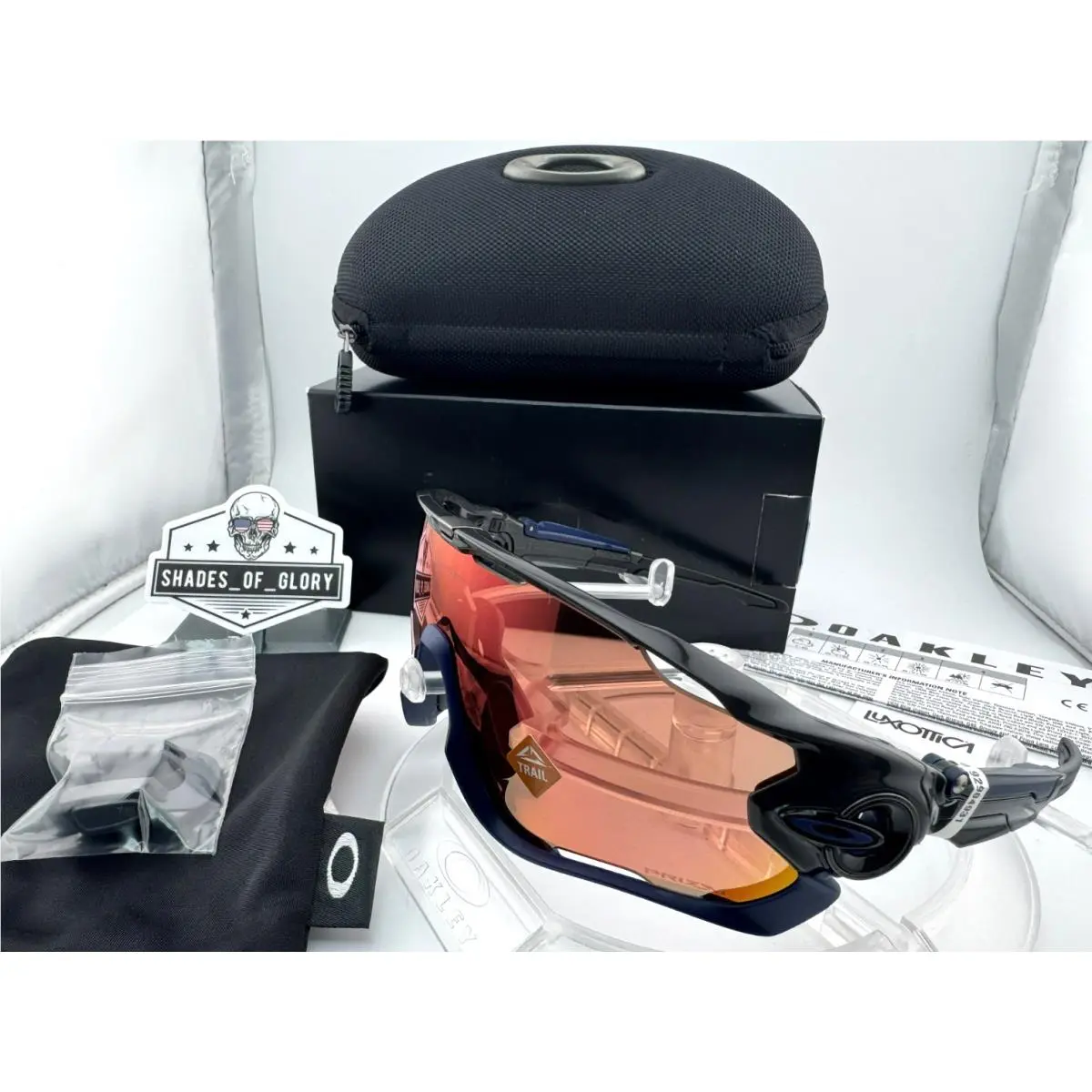 Jawbreaker Carbon Black Navy W/ Prizm Trail Torch Sunglasses OO9290-49 by Oakley
