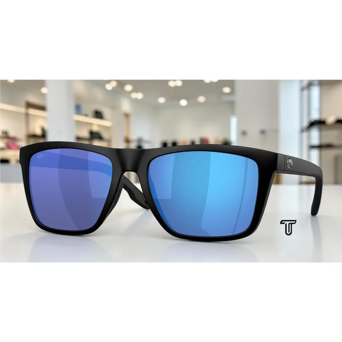 Costa 6S9131 03 Mainsail Xl Matte Black Blue Polarized 59 mm Men`s Sunglasses - Frame: Matte Black, Lens: Blue Mirror