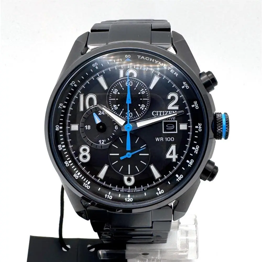 Citizen Eco-drive Sport Chronograph Black IP Men`s Watch – CA0365-54E