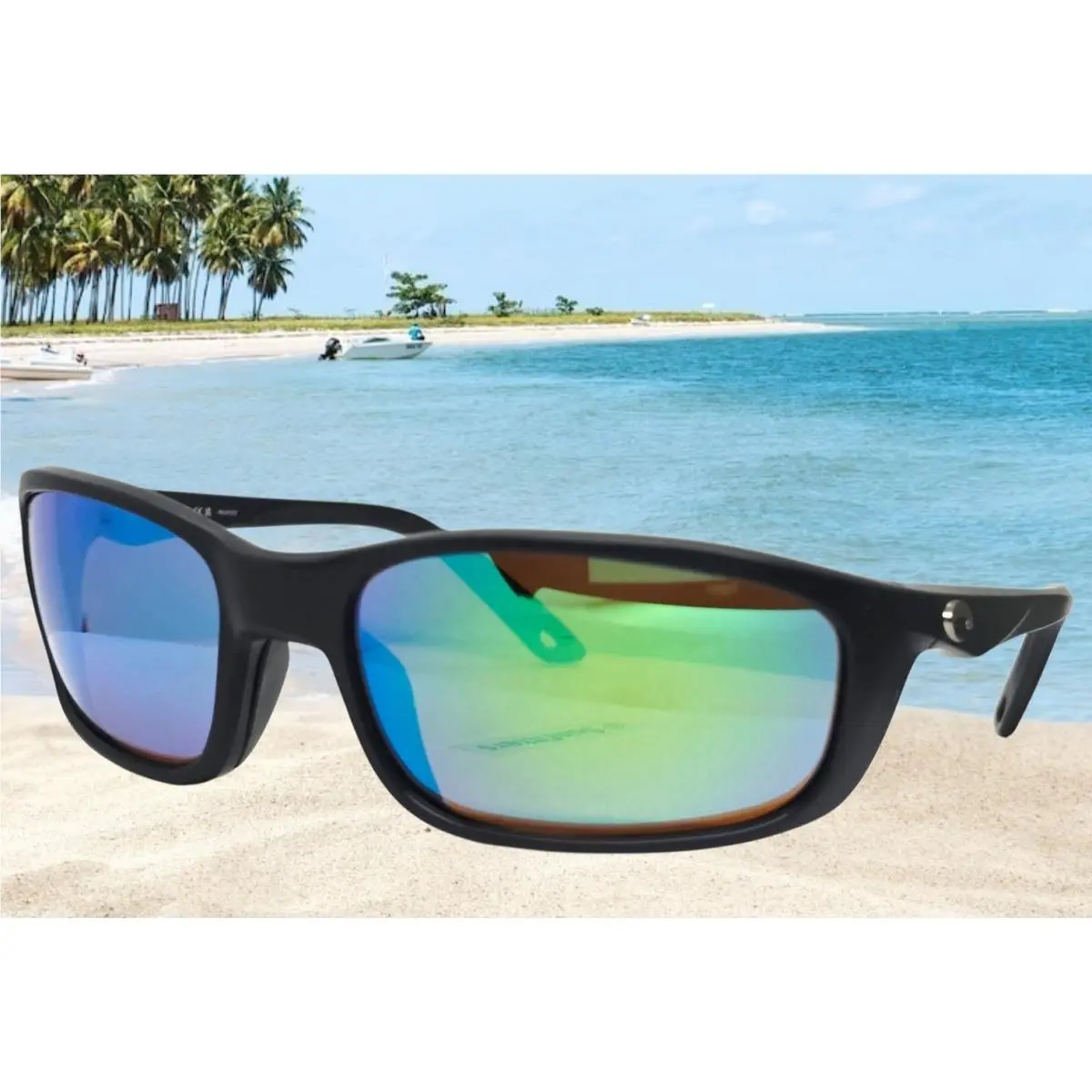 Costa Del Mar Matte Black/green Mirror Brine II Polarized 580G Sunglasses