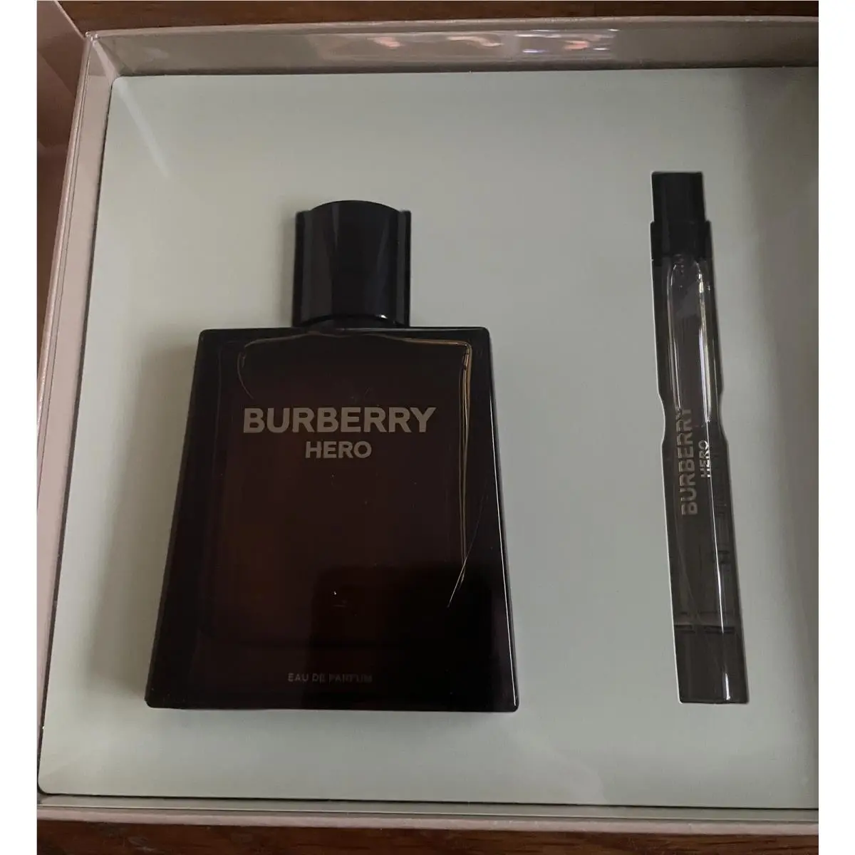 Burberry Hero Men`s Cologne 2pc Set Parfum Spray 3.3 oz and Travel Spray .33 oz
