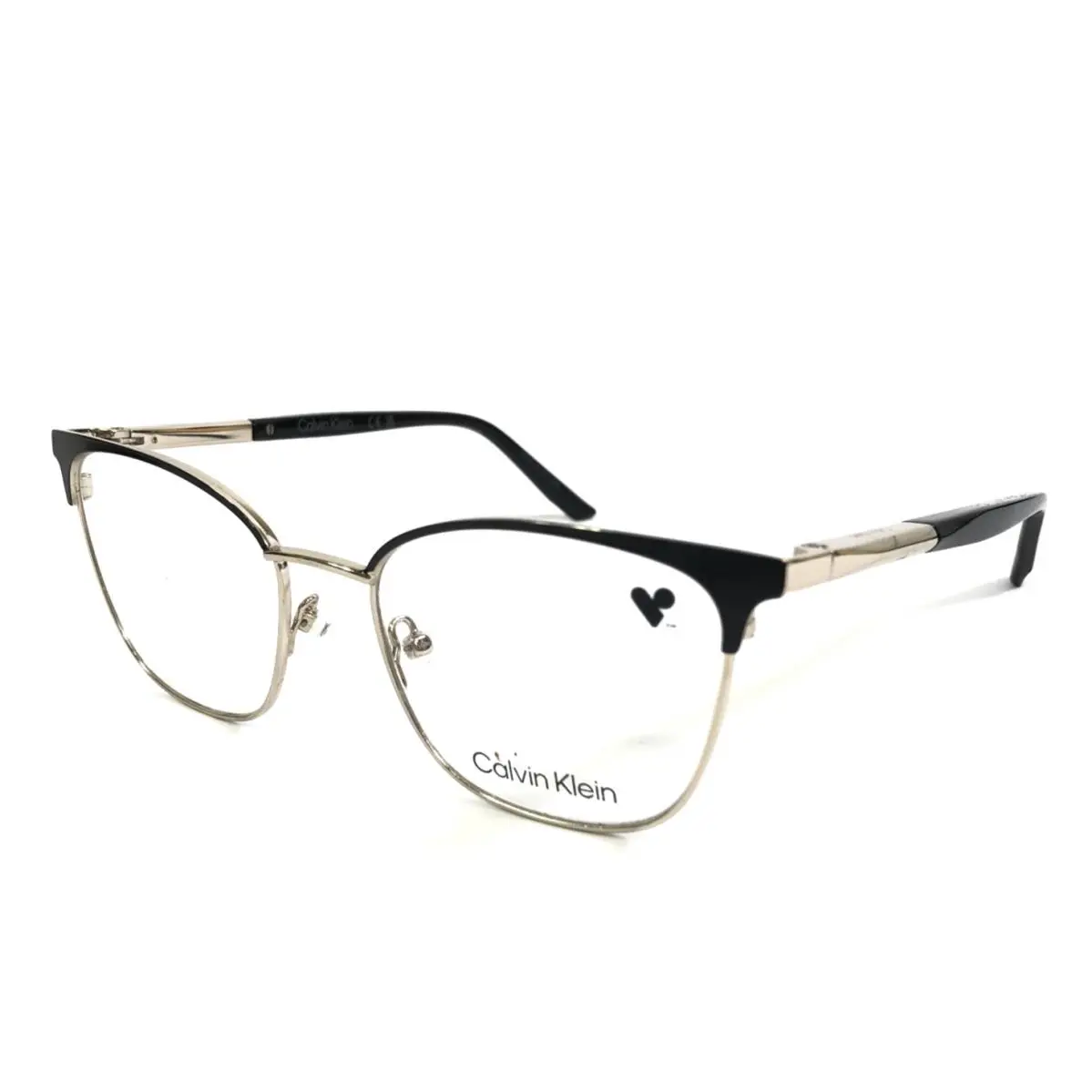 Calvin Klein Eyeglasses Frames CK25105 001 Black Gold Cat Eye Full Rim 52-18-145