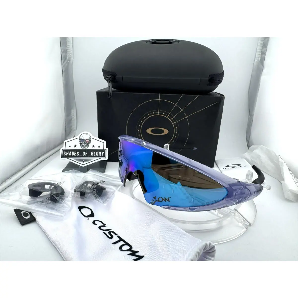 Ellipse Custom Transparent Lilac Prizm Sapphire Iridium Blue Sunglasses by Oakley