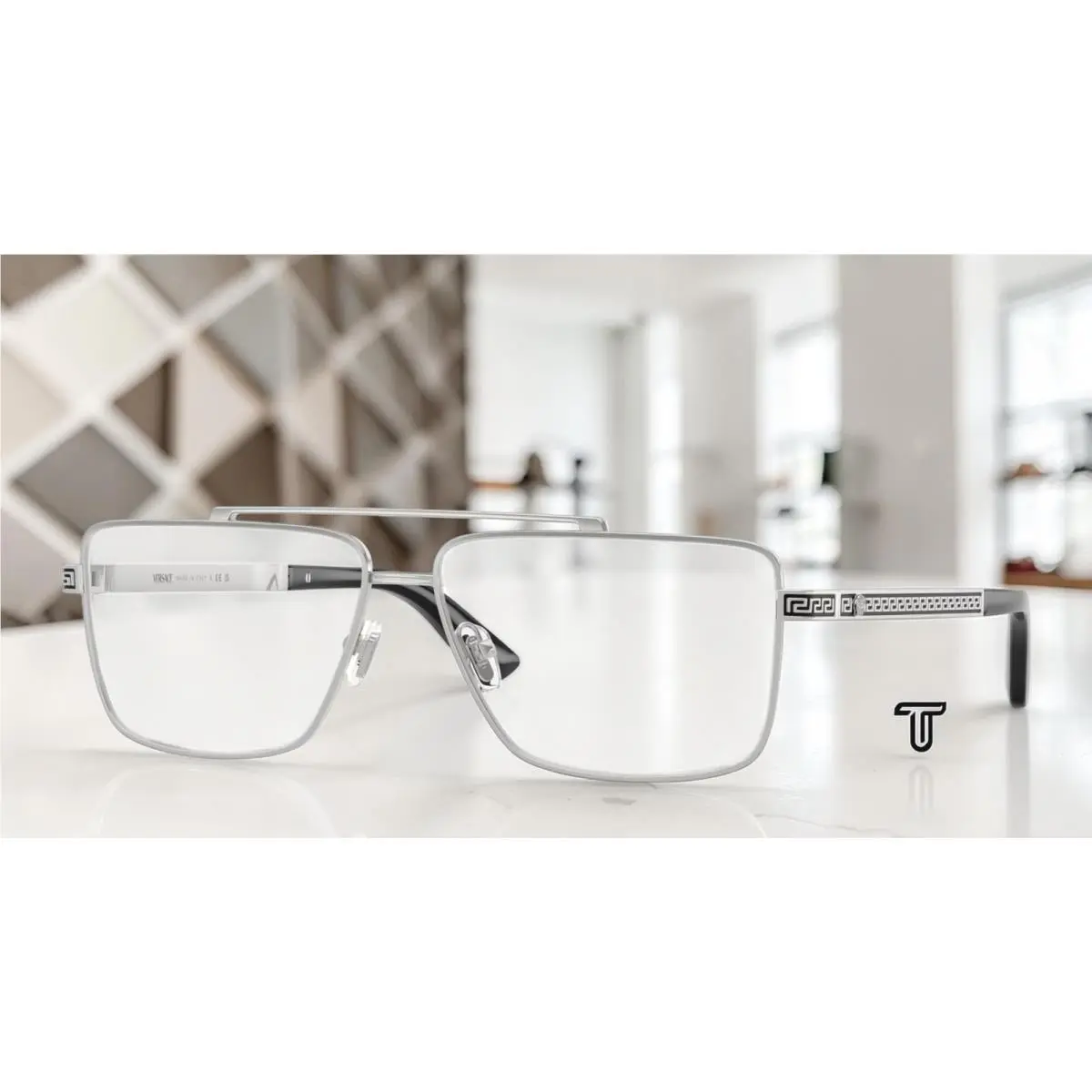 Versace VE1315 1000 Silver Demo Lens 56 mm Men`s Eyeglasses