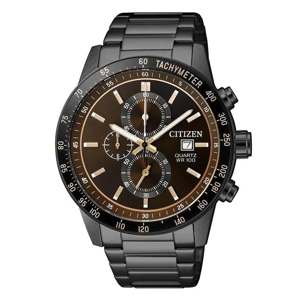 Citizen Men`s Black IP Chronograph Stainless Steel Watch - AN3605-55X