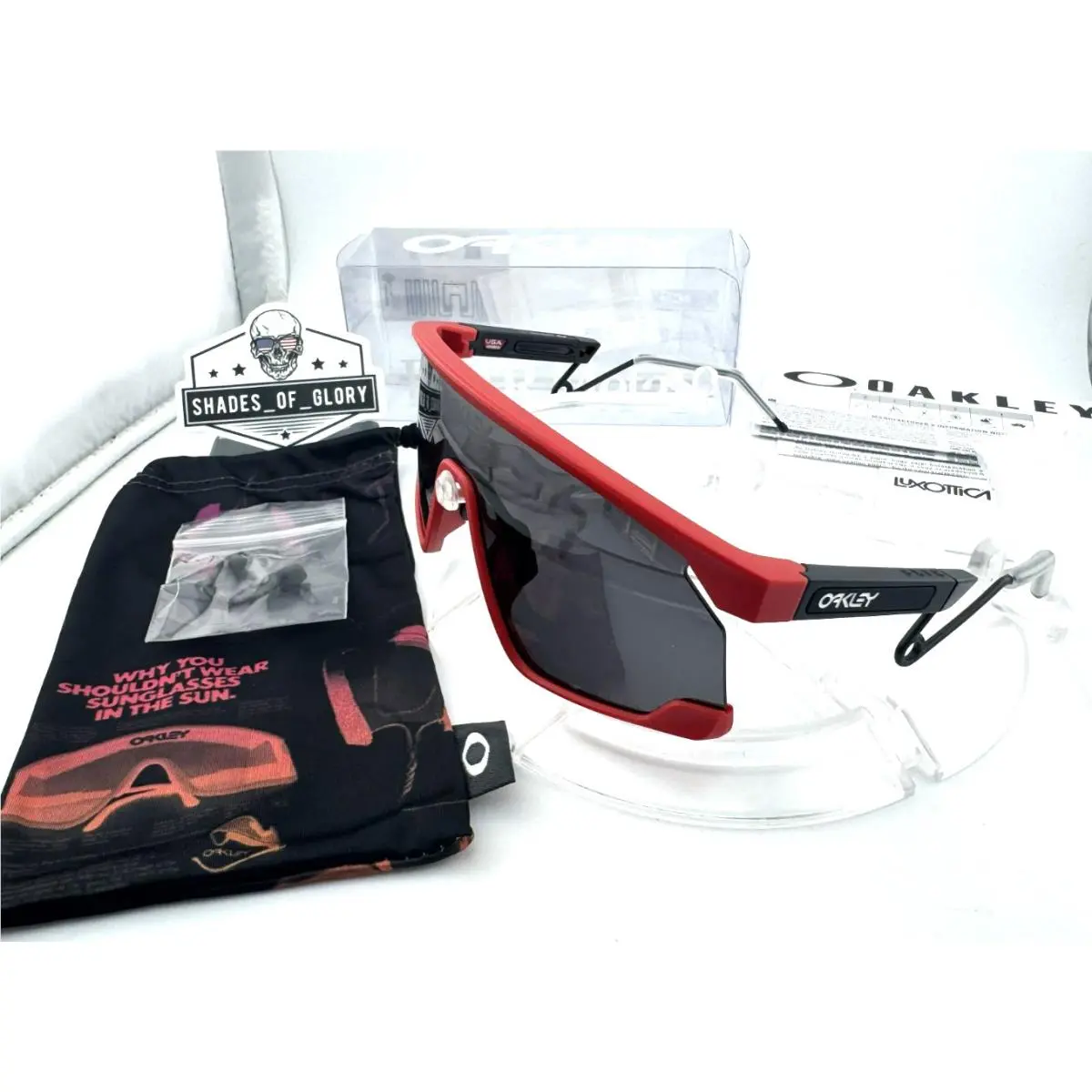 Bxtr Metal Matte Redline Red Black W/ Prizm Grey Sunglasses OO9237-08 by Oakley
