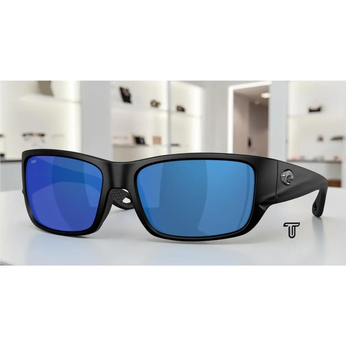 Costa 6S9132 02 Schoolie Matte Black Blue Mirror Polarized 56mm Men`s Sunglasses