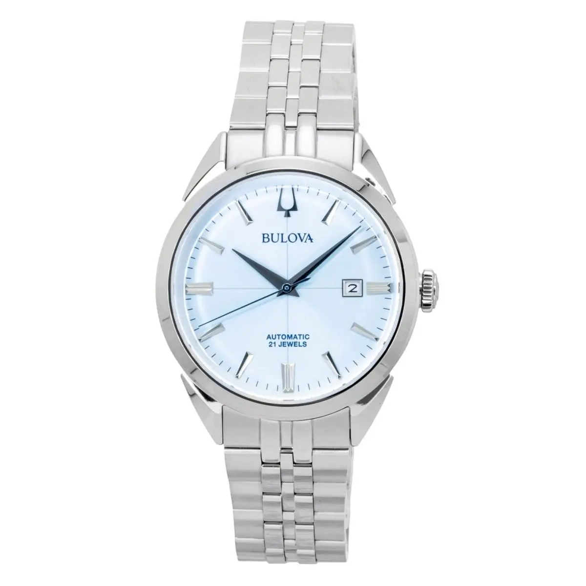Sutton Stainless Steel Ice Blue Dial Automatic 96B423 Men`s Watch by Bulova
