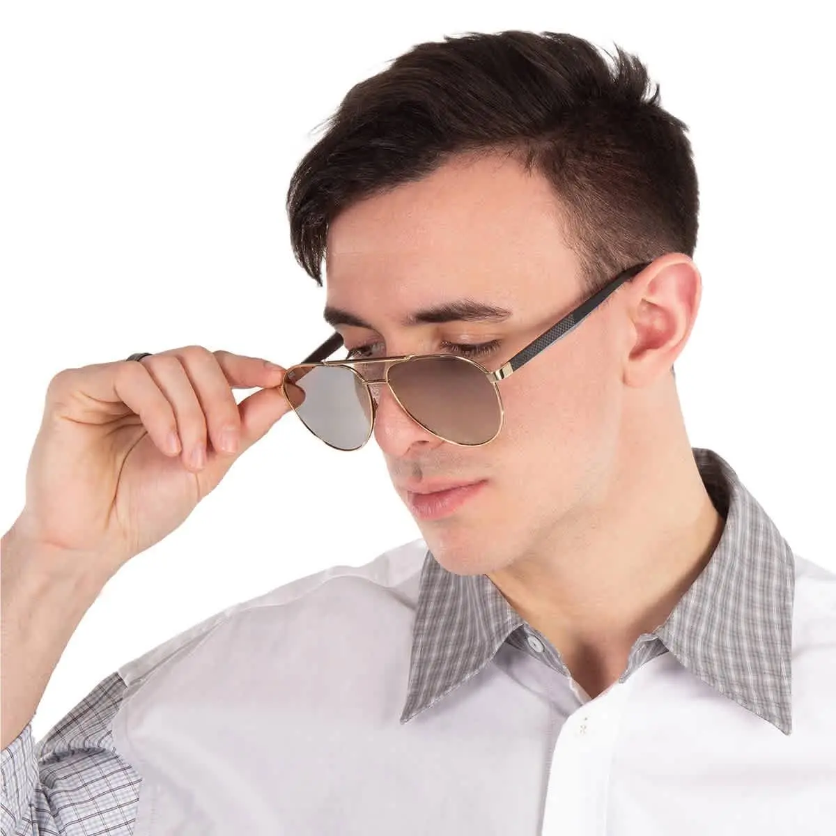 Gold Antireflex Pilot Men`s Sunglasses Boss 1485/S 0RHL/WM 60 by Hugo Boss