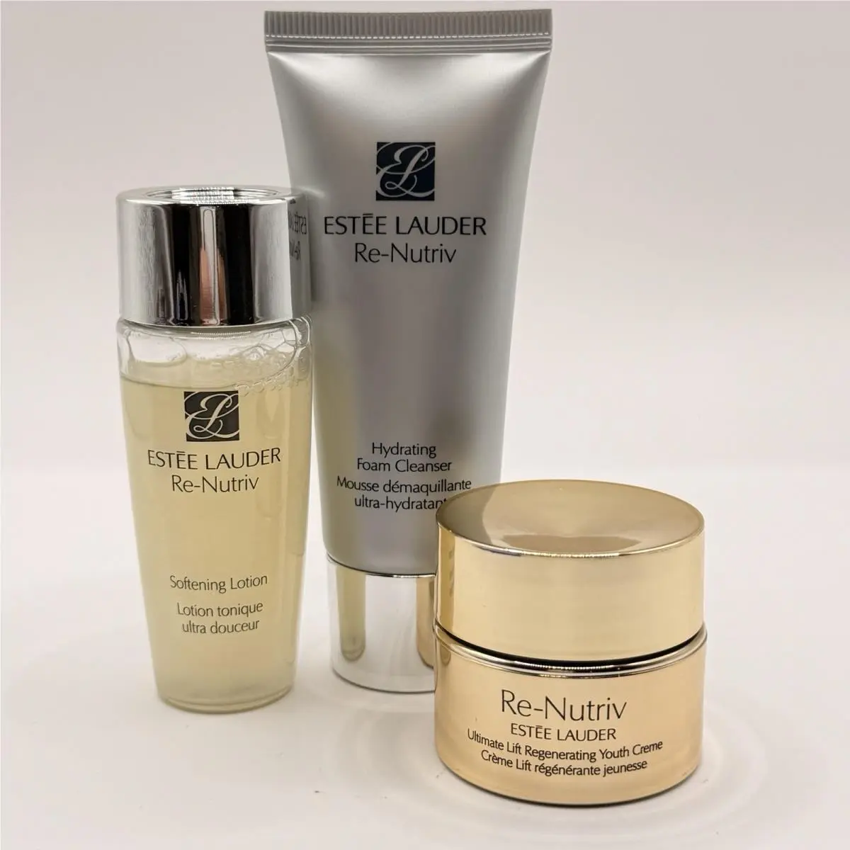 Estee Lauder Re-nutriv Ultimate Lift Youth Cream Cleanser Softening Lotion Set