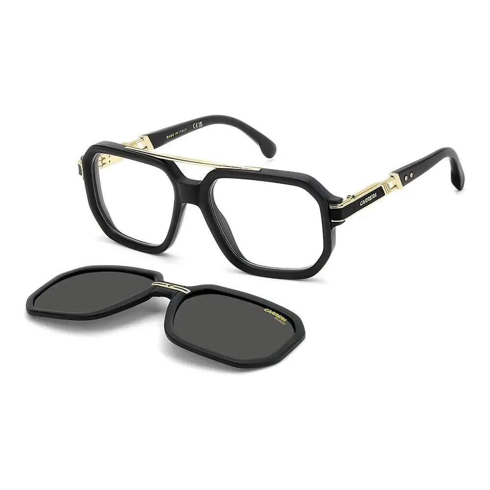 Carrera Titanion 01/C 003 1T Matte Black Gold Optical Frame w Clip-on Sunlenses
