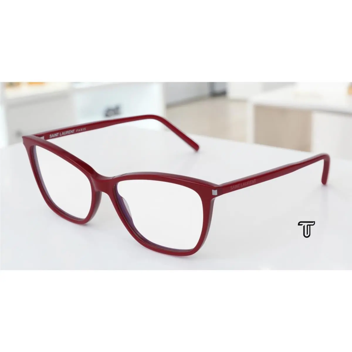 Saint Laurent Ysl 259 003 Cat Eye Red Shiny Demo Lens 53 mm Women`s Eyeglasses by Yves Saint Laurent