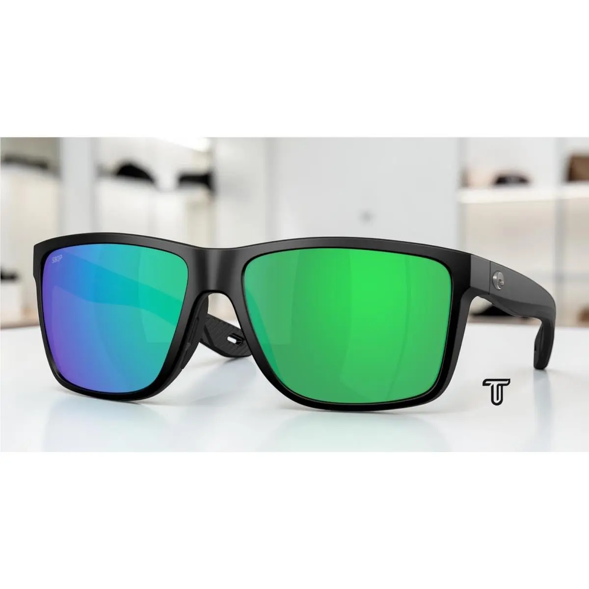 Costa 6S9135 05 Broadbill Ii Xl Black Green Mirror Polarized 62mm Men Sunglasses - Frame: Matte Black, Lens: Green Mirror