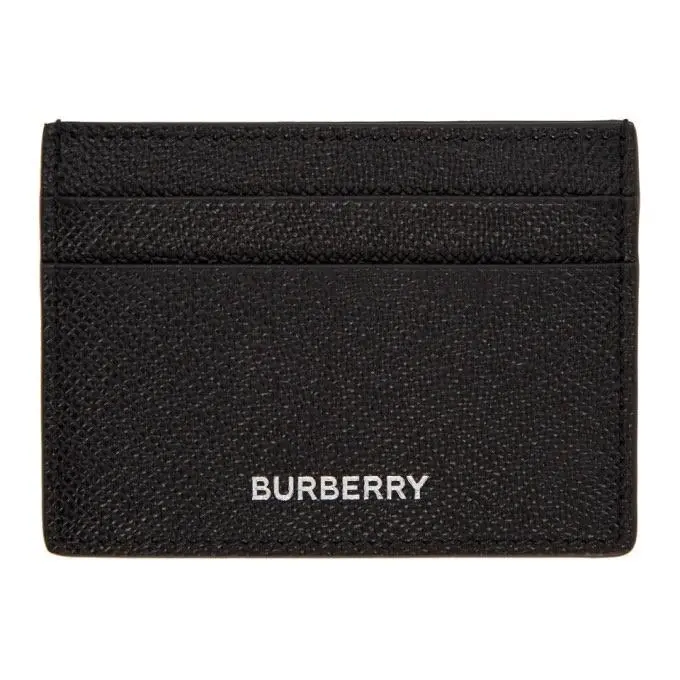 Burberry Sandon Grained Leather Card Holder Black Business Card Case Wallet