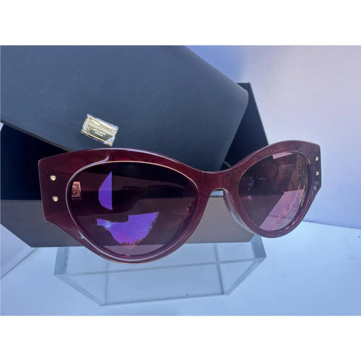 Dolce Gabbana Sunglasses 53MM Butterfly Cat Eye Violet Bordeaux Lace