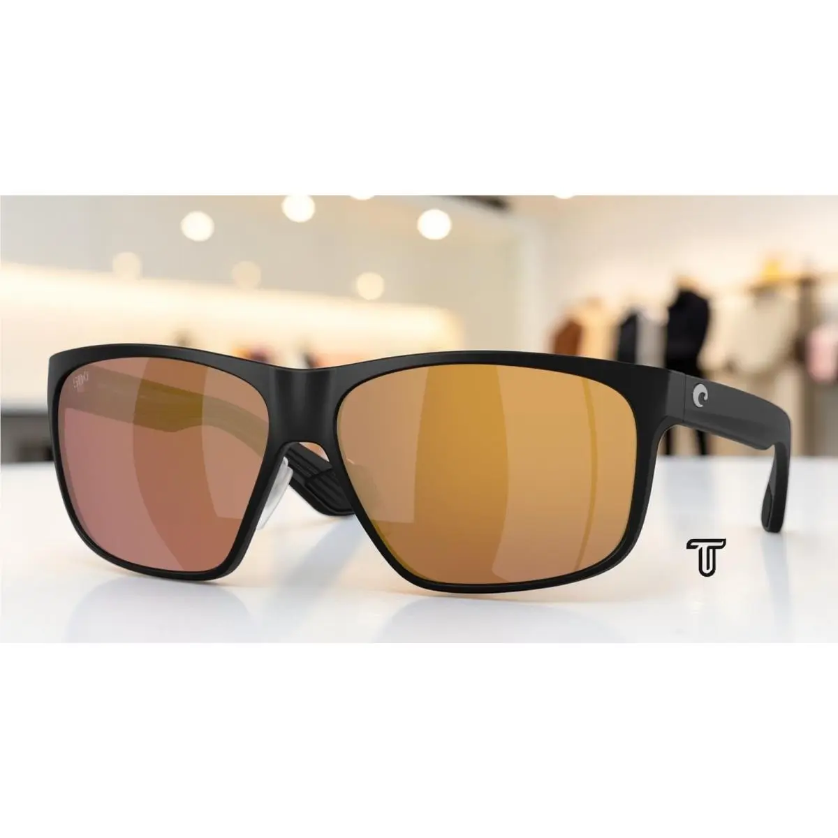 Costa 6S9128 04 Trades Matte Black Gold Mirror Polarized 60 mm Men`s Sunglasses - Frame: Matte Black, Lens: Gold Mirror