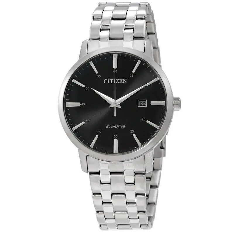 Citizen Men`s Eco-drive Black Dial Stainless Steel Watch - BM7460-88E