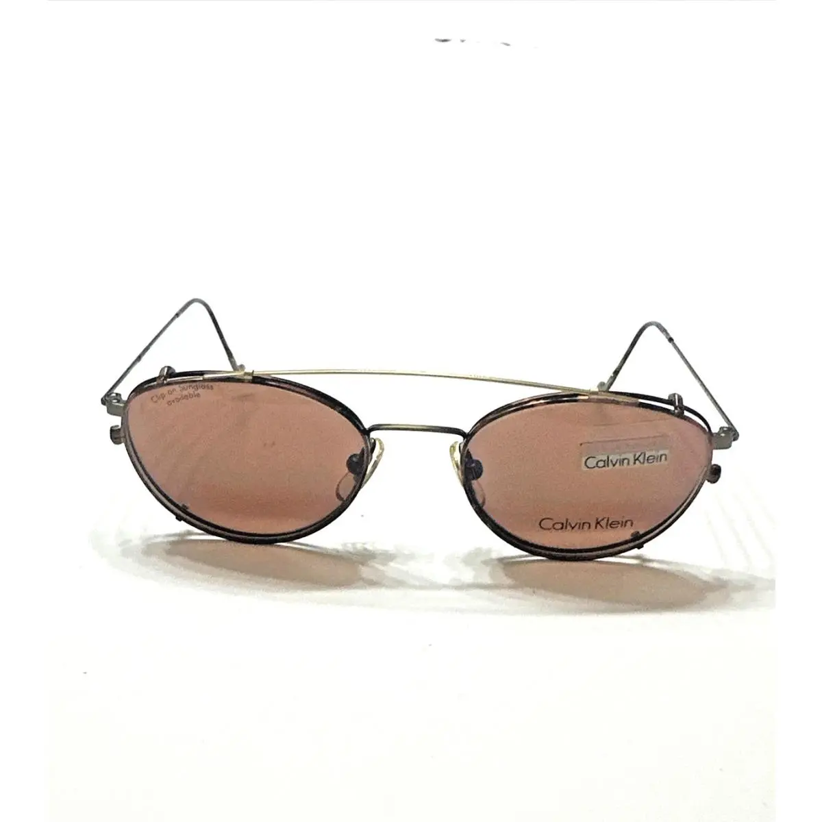 Old Stock Vintage Calvin Klein Eyeglasses 323 Gold with Clip on Japan