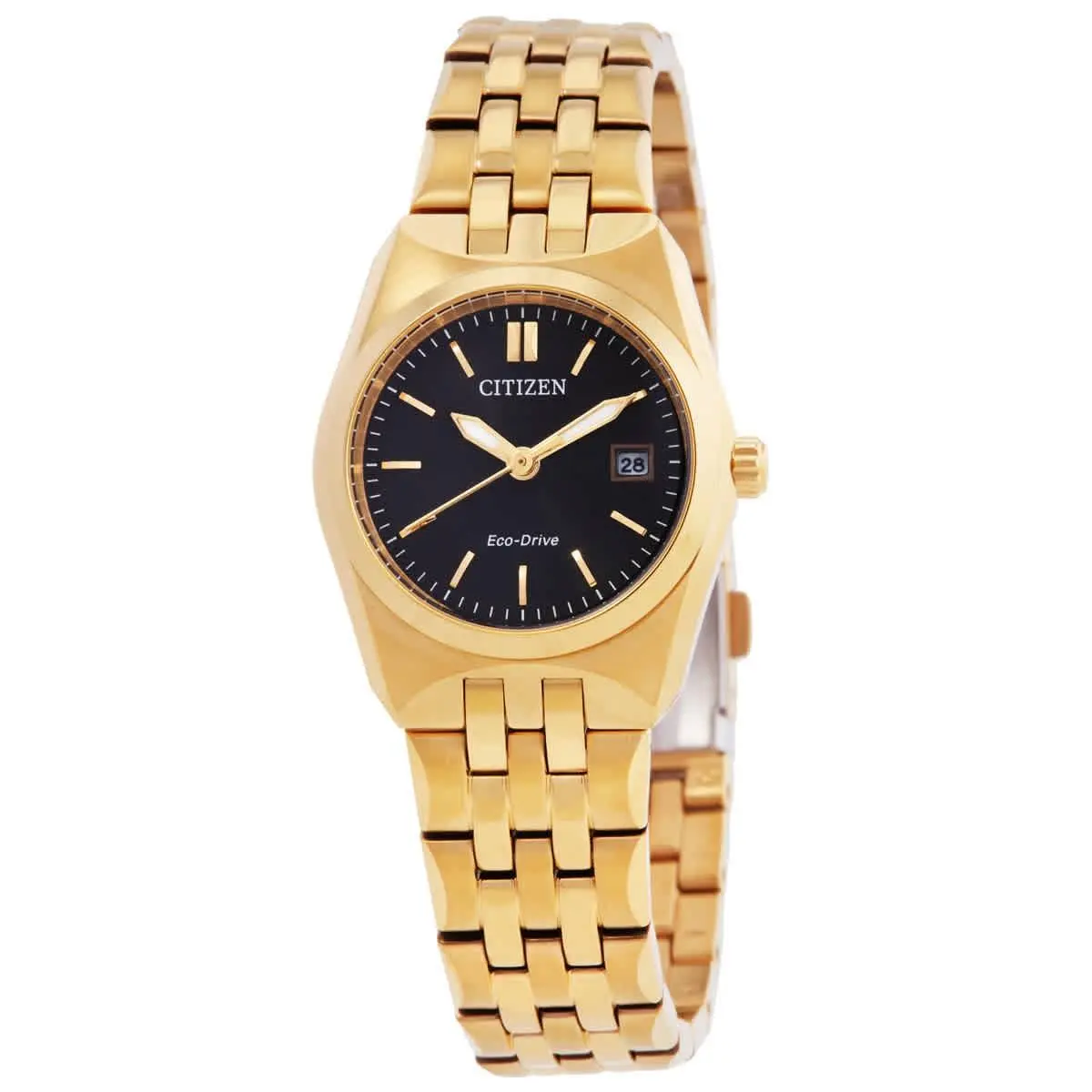 Citizen Corso Eco-drive Black Dial Ladies Watch EW2293-56E - Black, Dial: Black, Band: Gold-tone