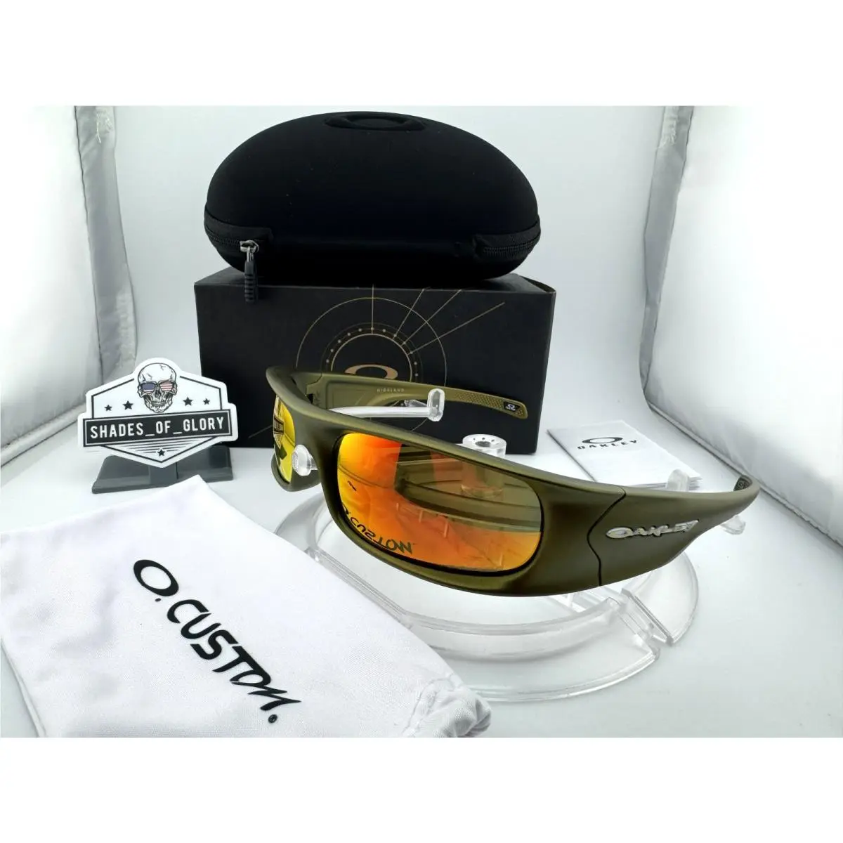 Highland Custom Brass Tax Gold Prizm Ruby Iridium Red Sunglasses Rare by Oakley