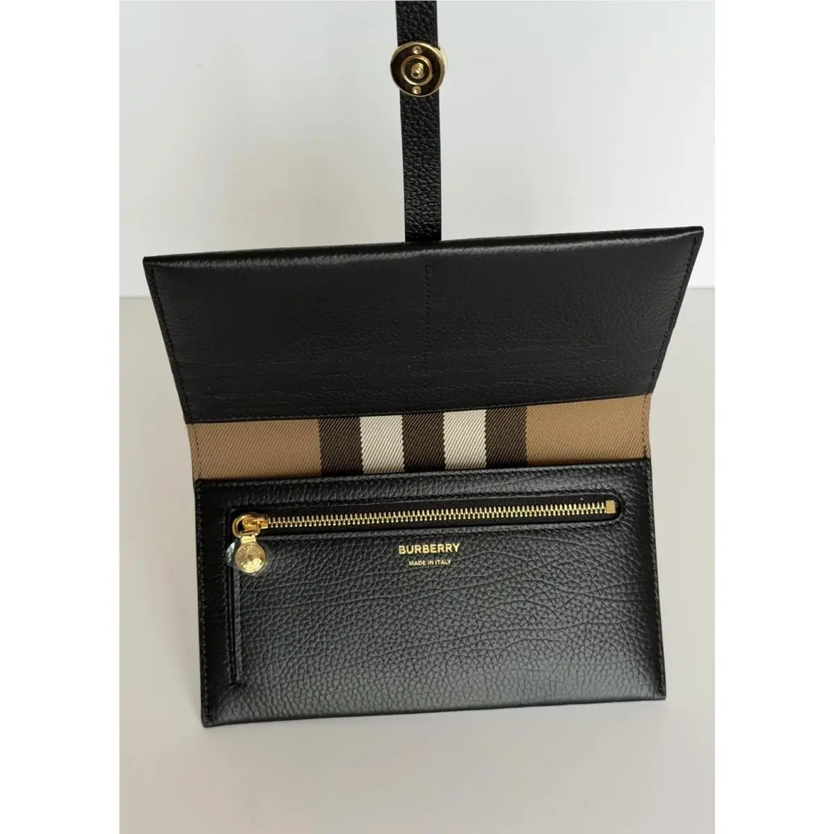Burberry Ellie Bifold Black Long Leather Wallet 8113146 Made in Italy
