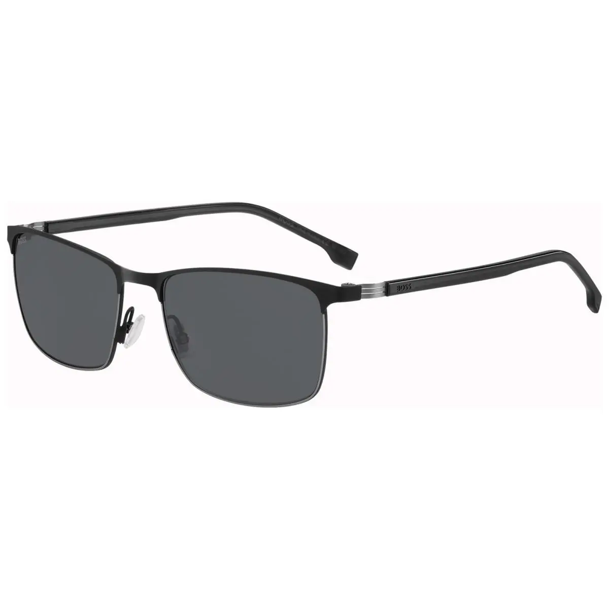 Hugo Boss Men`s Matte Black Ruthenium Square Sunglasses BOSS1635S 0TI7 IR Italy