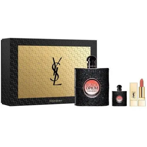 Black Opium  Women 3Pcs Set 3.0 oz Edp Spray Mini Lipstick by Yves Saint Laurent