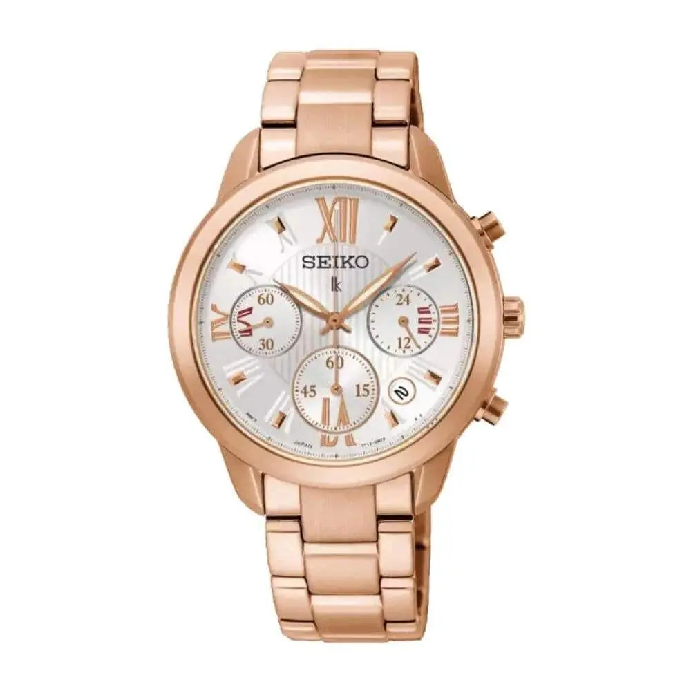Lukia SRWZ88P1 Quartz White Dial Gold Women`s Watch by Seiko