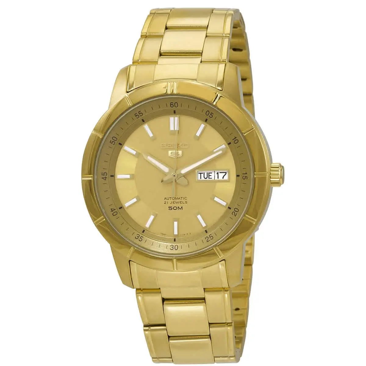 Seiko 5 Automatic Gold Dial Men`s Watch SNKN62