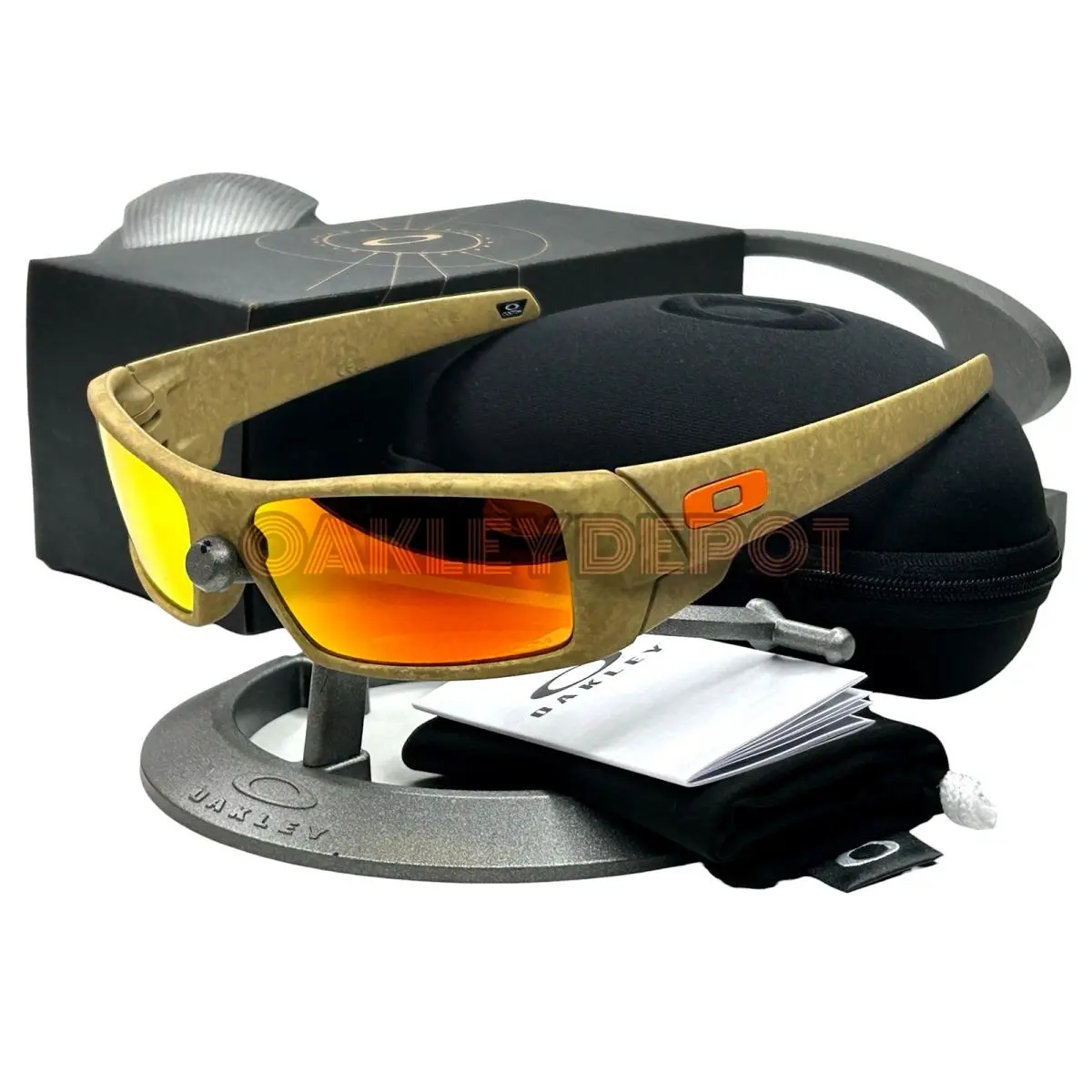 Oakley Gascan Matte Stone Desert Tan/prizm Ruby Iridium Custom Sunglasses - Frame: MATTE GREY INK, Lens: RUBY IRIDIUM