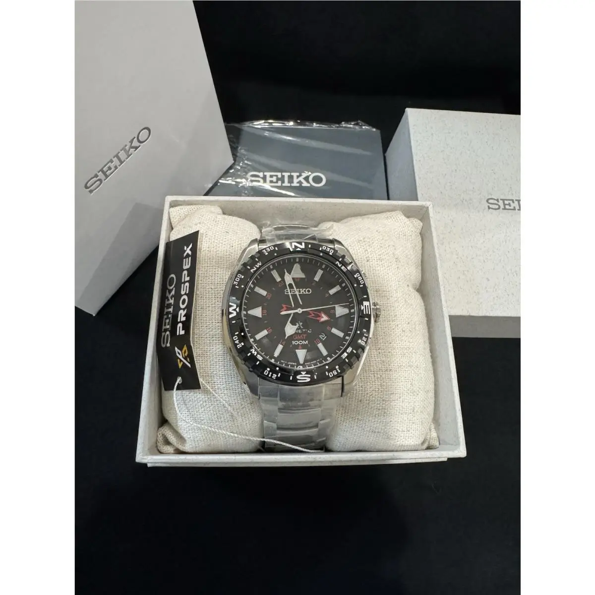 Seiko Prospex Land Kinetic Gmt SUN049P1 Stainless 42mm Nos 5M85-0AE0