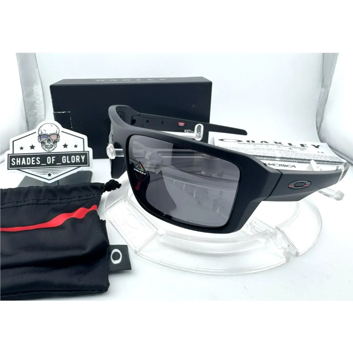 Oakley Double Edge Matte Black Prizm Polarized Thin Red Line Sunglasses 9380-29