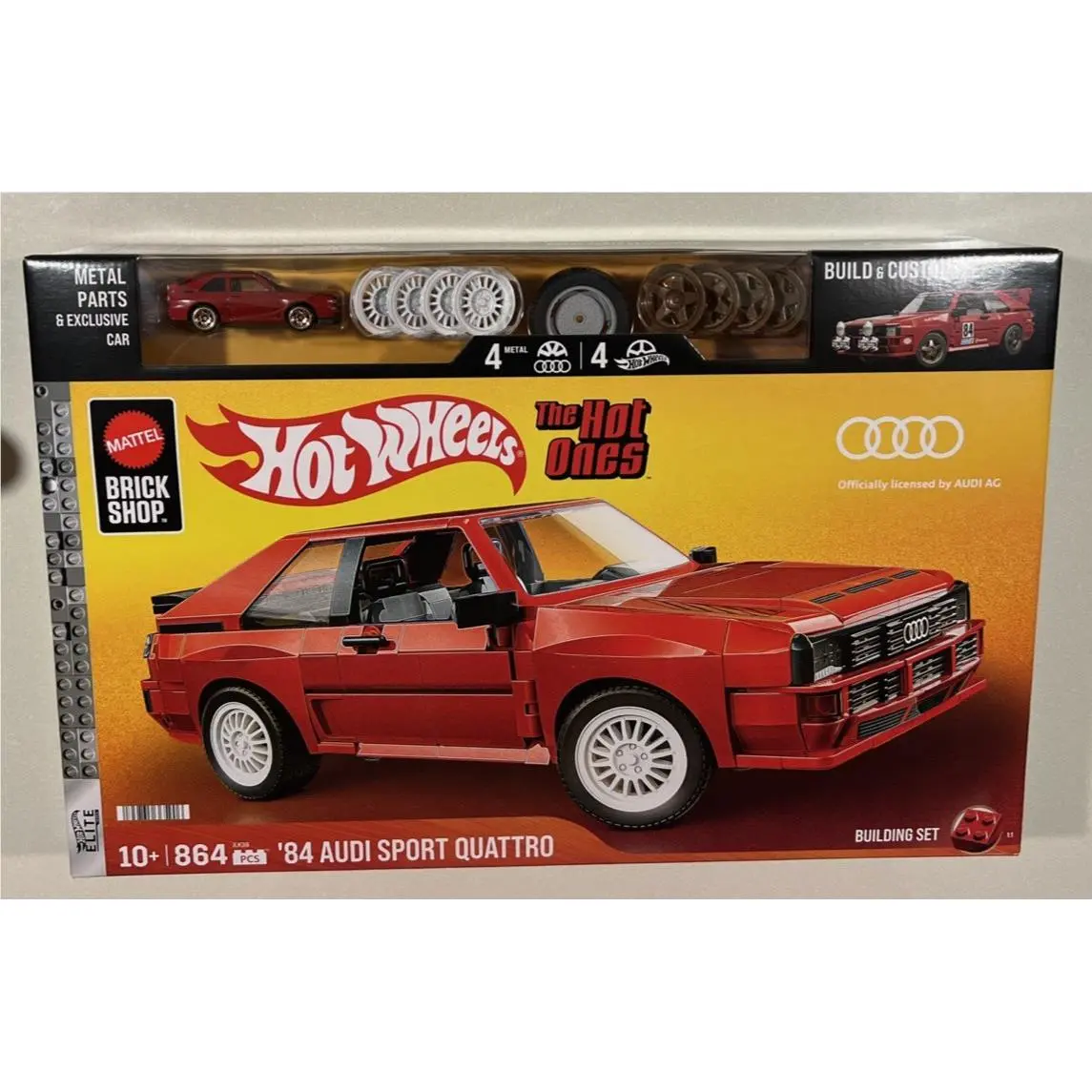 2026 Hot Wheels HW Mattel Brick Shop 84 Audi Sport Quattro Red Building Set