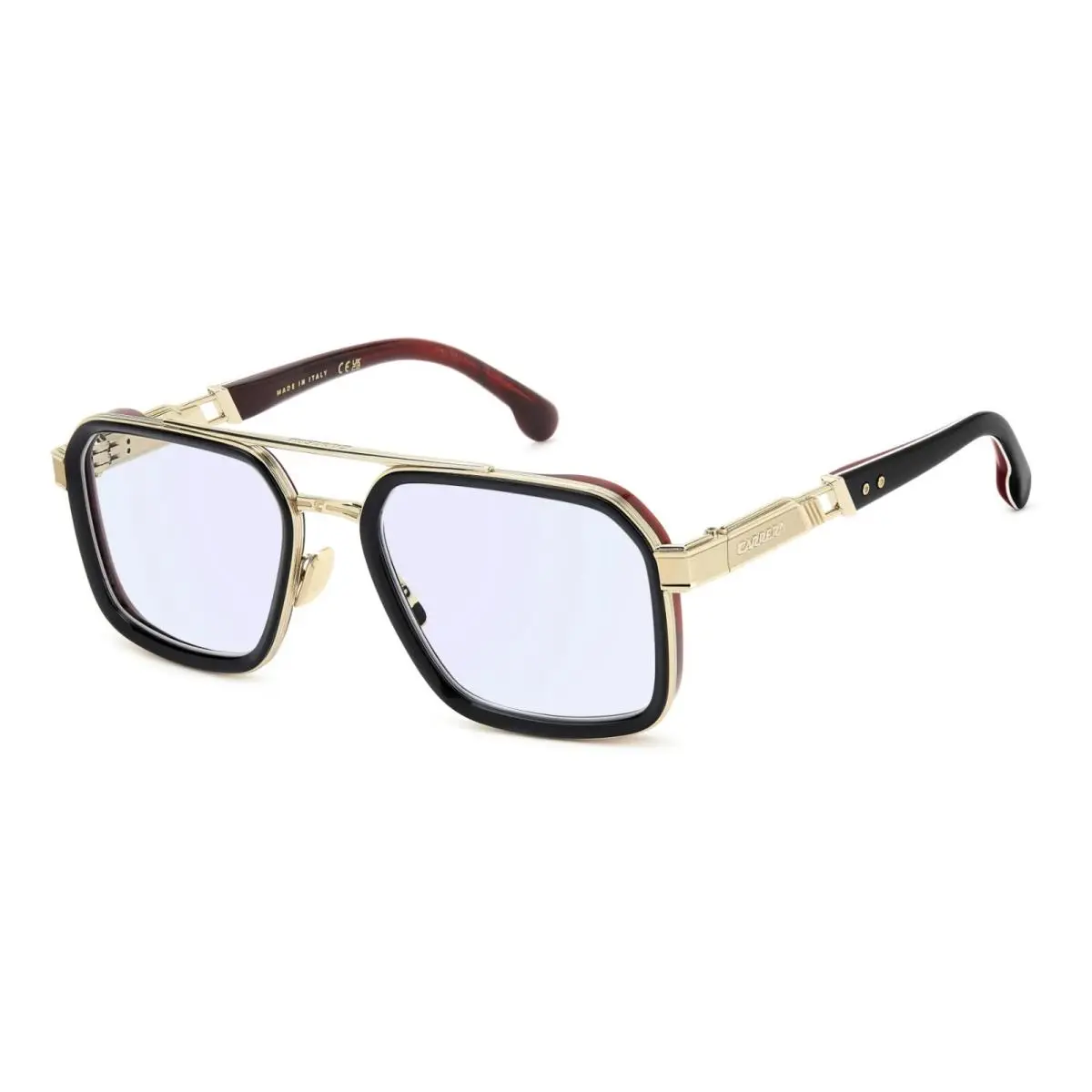 Carrera Titanion 02 N8L Black Red Horn Gold Optical Frame Size 57-21-145 Italy