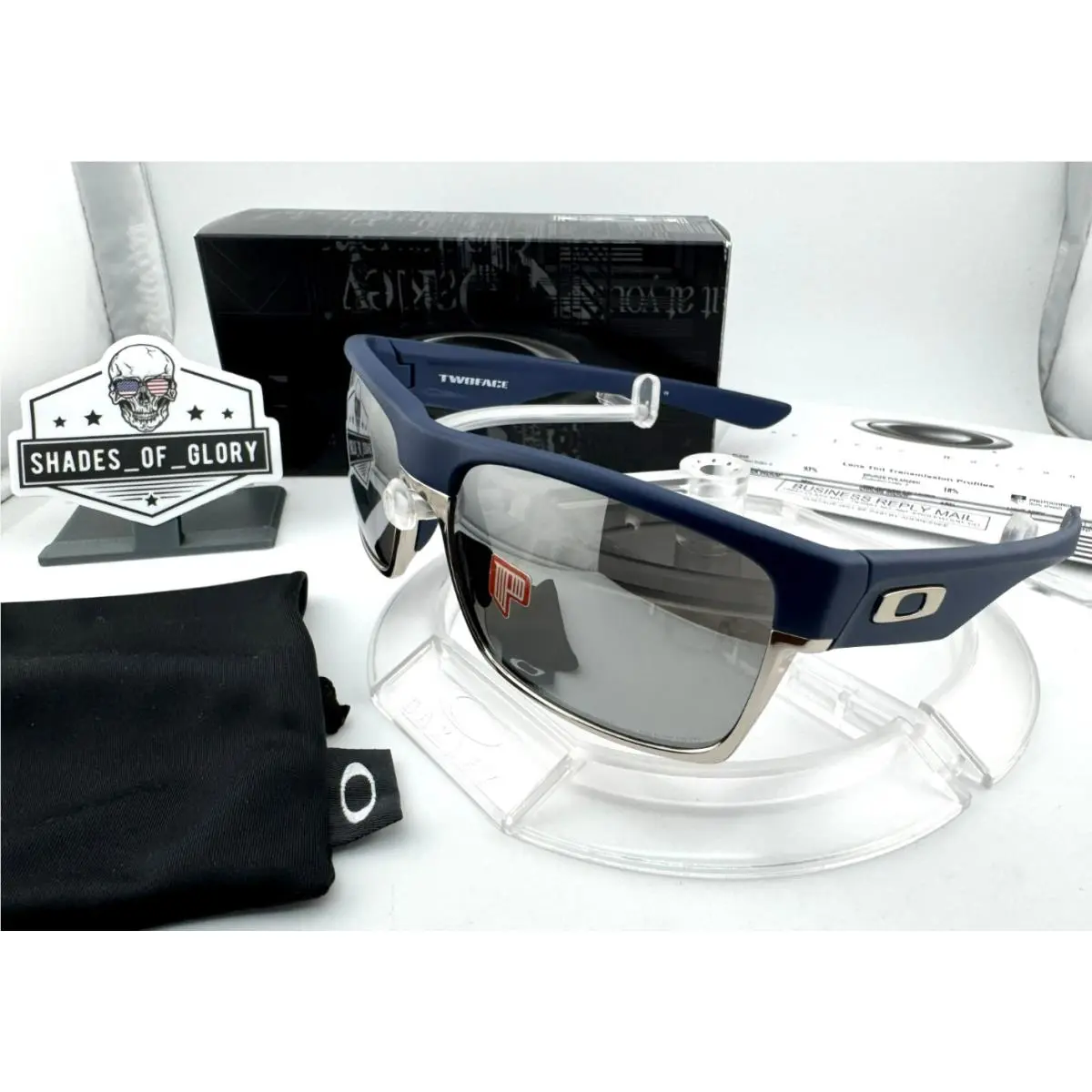 Oakley Twoface Matte Navy Blue W/ Chrome Iridium Polarized Sunglasses OO9189-15