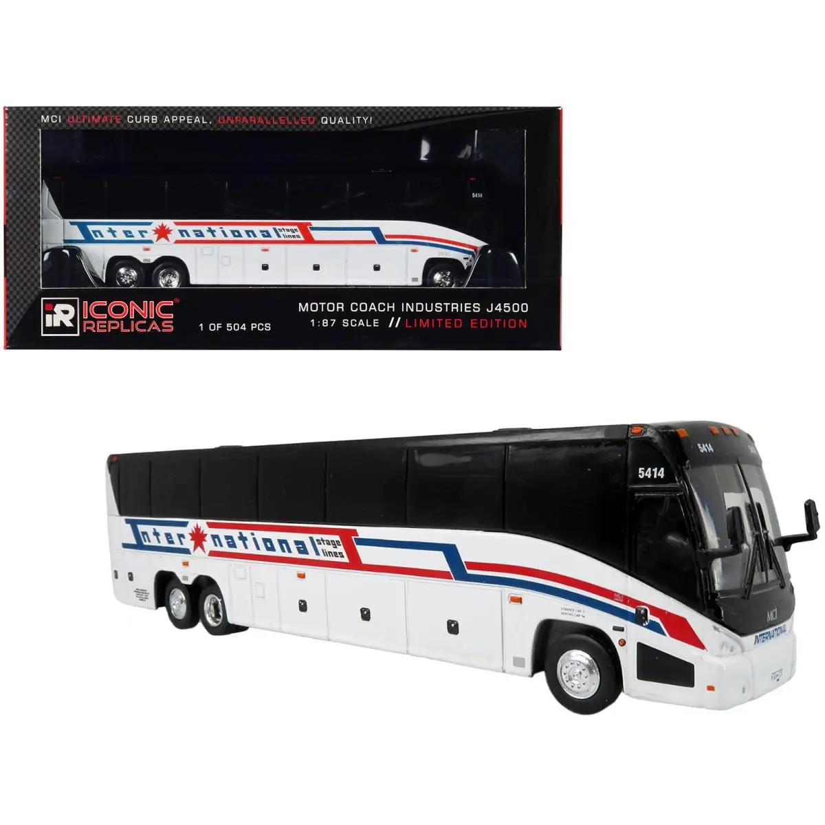 Mci J4500 Coach Bus White 1/87 International Stage Lines Limited Edition HO