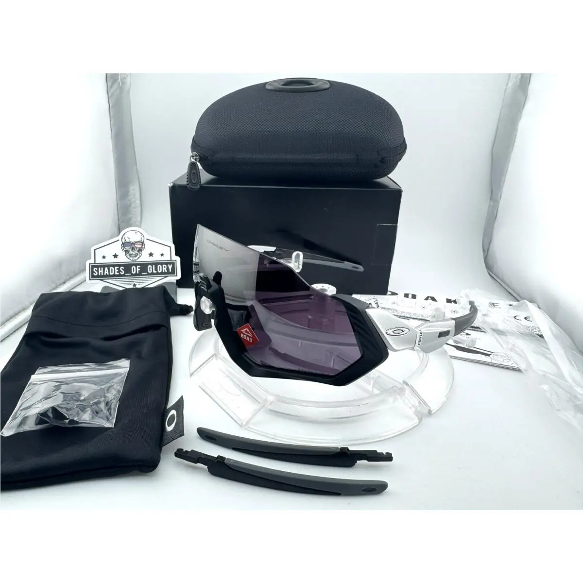 Flight Jacket Matte Black Silver W/ Prizm Road Black Sunglasses OO9401-09 by Oakley