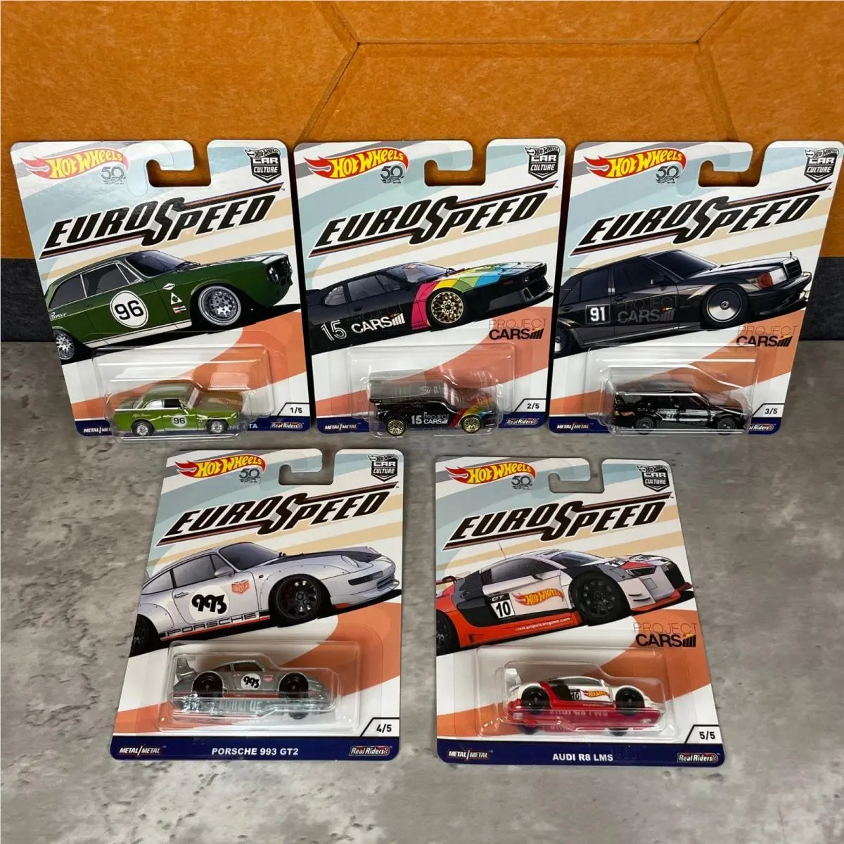 Hot Wheels Car Culture Eurospeed Set of 5 Porsche Bmw Mercedes Audi Alfa Romeo