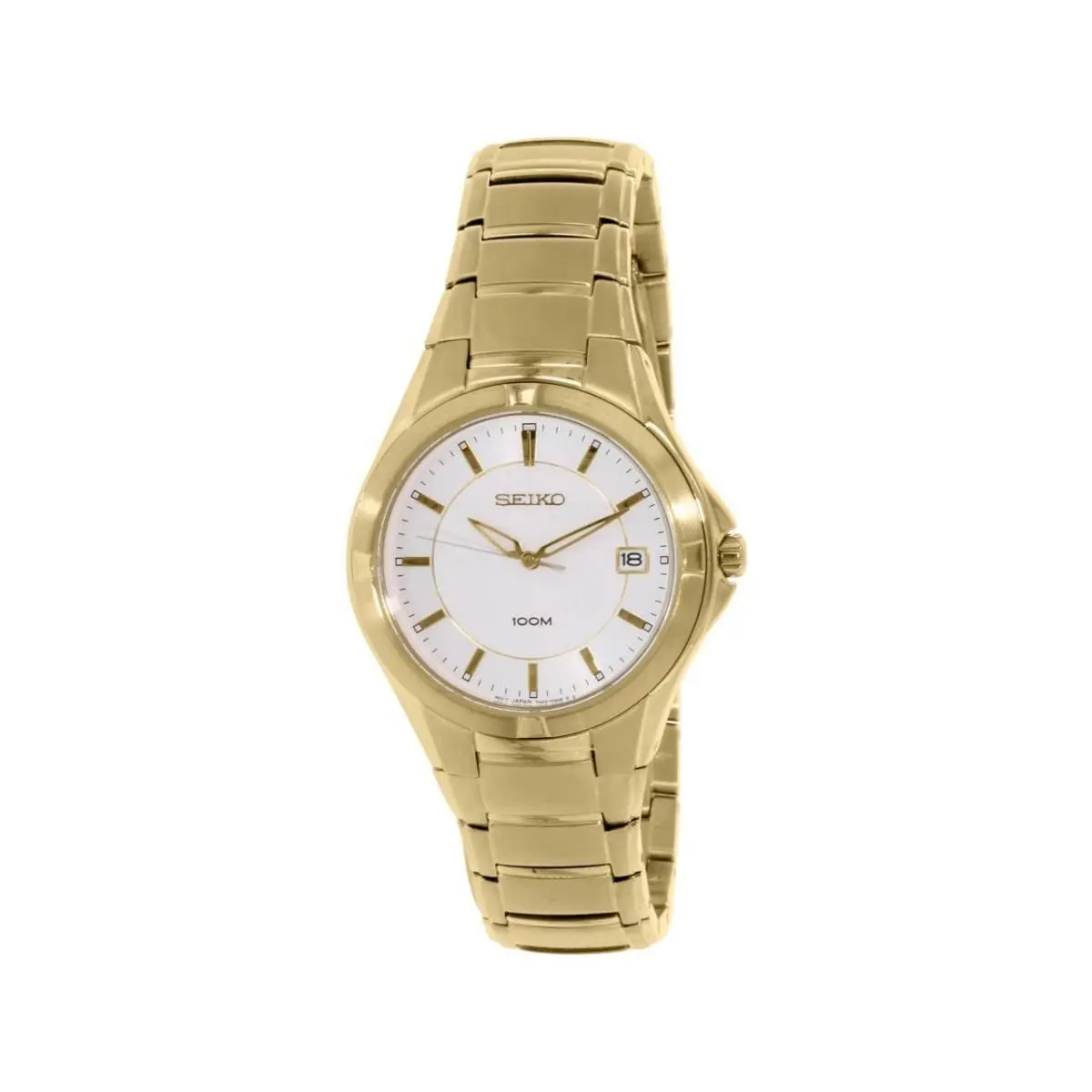 Seiko White Dial Date Gold-tone Stainless Steel Men`s Watch SGEE02
